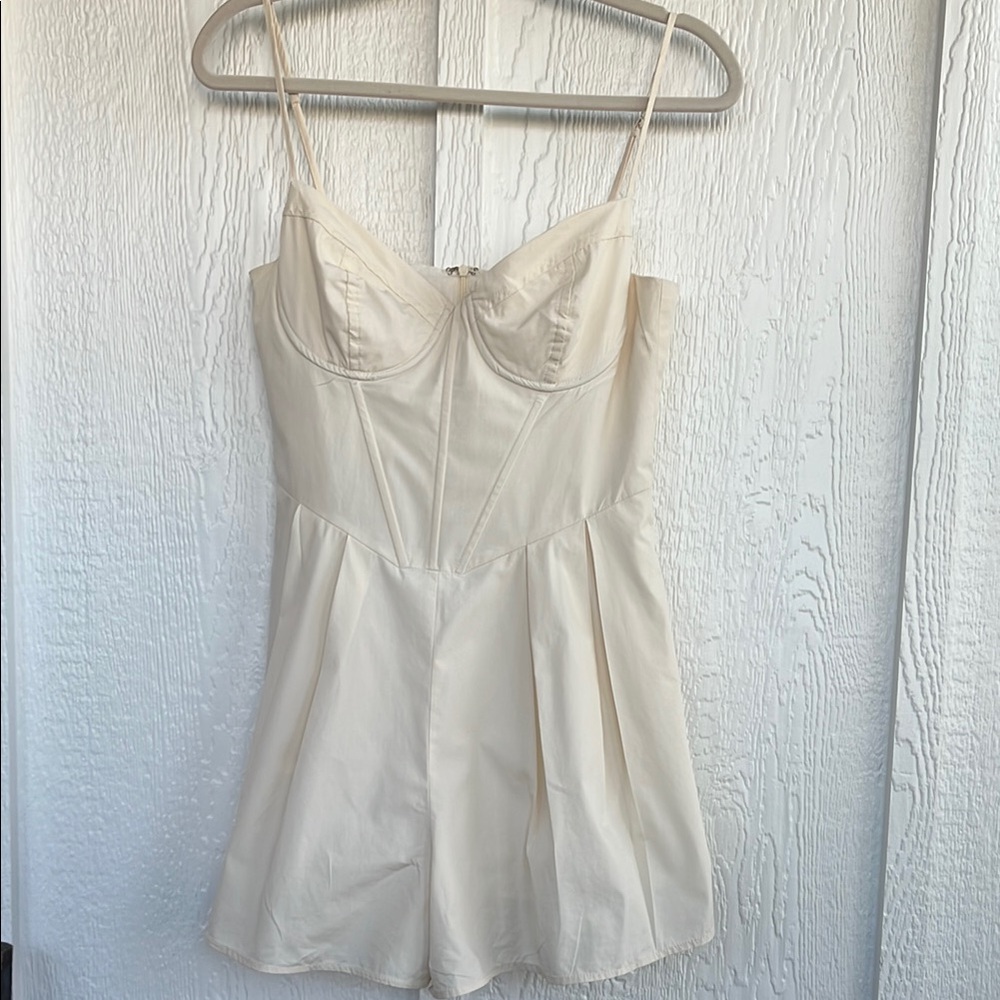 Le Lis Elegant Cream Spaghetti Strap Romper